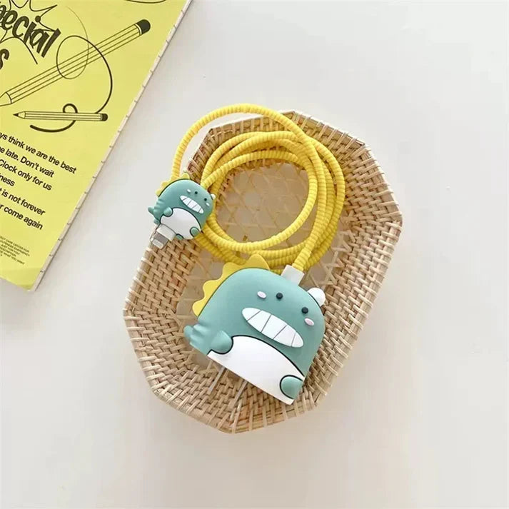 Iphone Charger Case Cover - Dragon - 4 Piece Set (With Wire Protector)