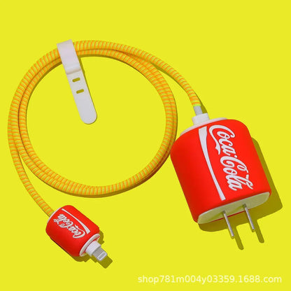 Iphone Charger Case Cover - Coca Cola - 4 Piece Set (With Wire Protector)