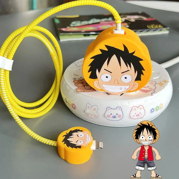 Iphone Charger Case Cover - 1 Piece Luffy - 4 Piece Set (With Wire Protector)