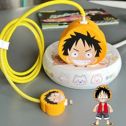 Iphone Charger Case Cover - 1 Piece Luffy - 4 Piece Set (With Wire Protector)