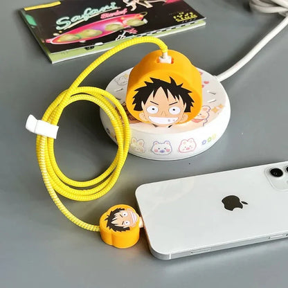 Iphone Charger Case Cover - 1 Piece Luffy - 4 Piece Set (With Wire Protector)