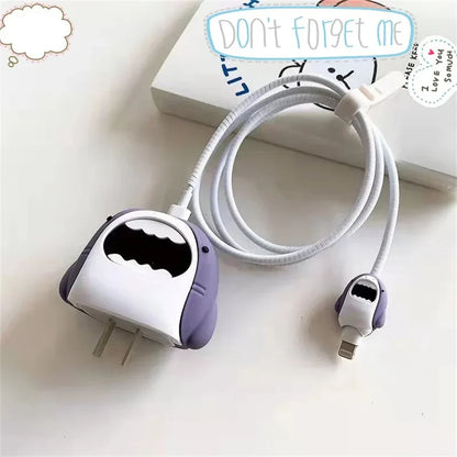 Iphone Charger Case Cover - Shark  Grey - 4 Piece Set (With Wire Protector)