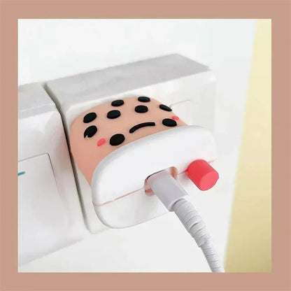 Iphone Charger Case Cover - Bubble Tea - 4 Piece Set (With Wire Protector)