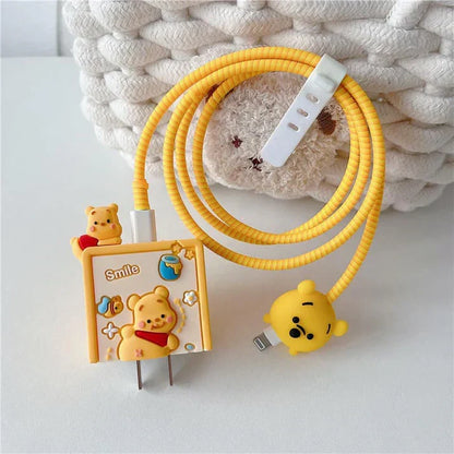 Iphone Charger Case Cover - Yellow & lotso - 4 Piece Set (With Wire Protector)