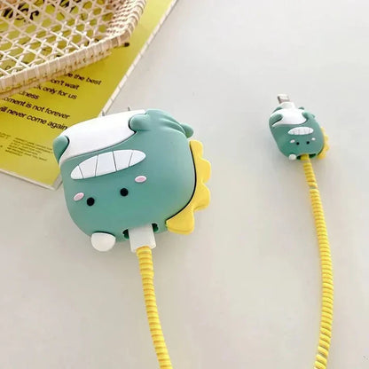 Iphone Charger Case Cover - Dragon - 4 Piece Set (With Wire Protector)