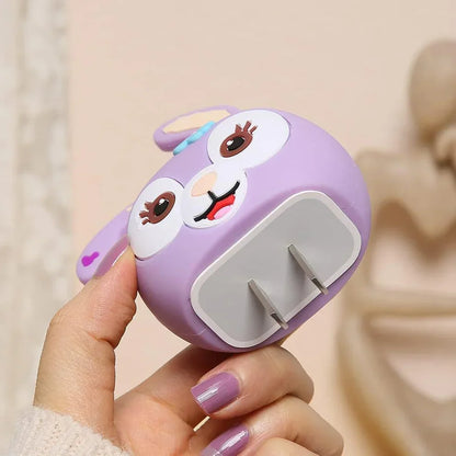 Iphone Charger Case Cover - Purple Rabbit - 4 Piece Set (With Wire Protector)