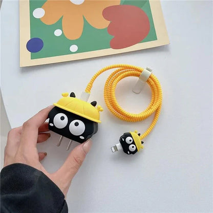 Iphone Charger Case Cover - Yellow Hat - 4 Piece Set (With Wire Protector)