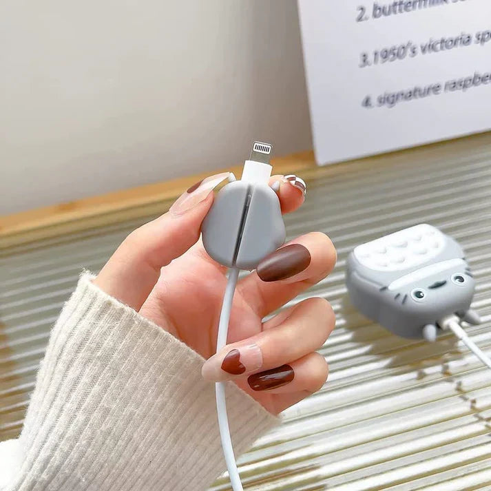 Iphone Charger Case Cover - Meow Cow- 4 Piece Set (With Wire Protector)