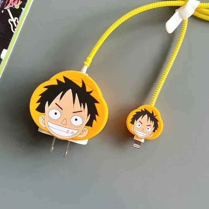 Iphone Charger Case Cover - 1 Piece Luffy - 4 Piece Set (With Wire Protector)