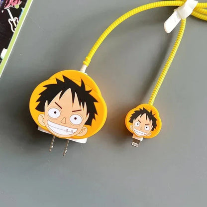 Iphone Charger Case Cover - 1 Piece Luffy - 4 Piece Set (With Wire Protector)