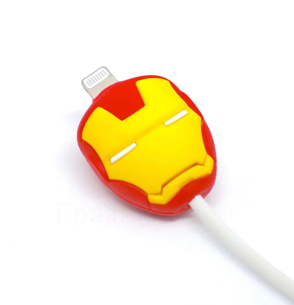 Iphone Charger Case Cover - Iron Man - 4 Piece Set (With Wire Protector)