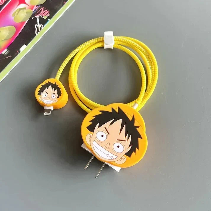 Iphone Charger Case Cover - 1 Piece Luffy - 4 Piece Set (With Wire Protector)