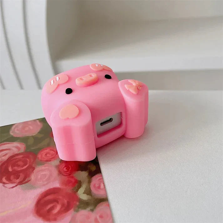 Iphone Charger Case Cover - Pink Piggy - 4 Piece Set