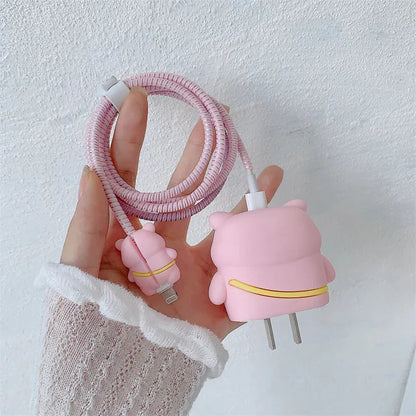 Iphone Charger Case Cover - Pink Cute Pig- 4 Piece Set