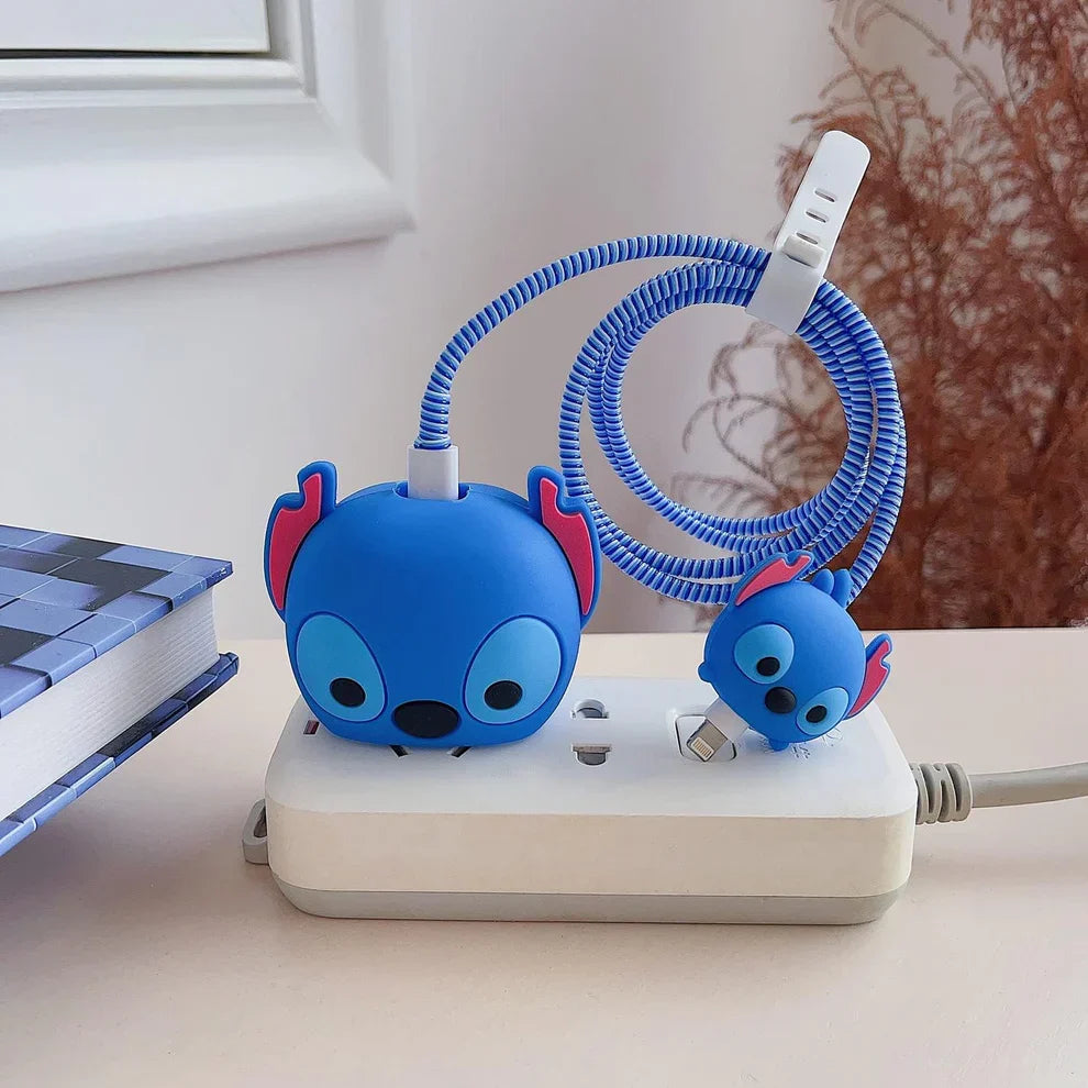 Iphone Charger Case Cover - Blue Dragon - 4 Piece Set (With Wire Protector)