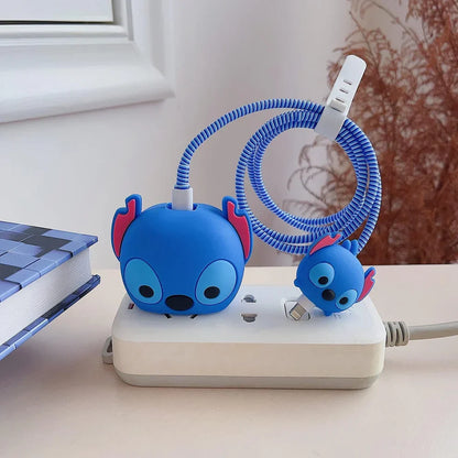 Iphone Charger Case Cover - Blue Dragon - 4 Piece Set (With Wire Protector)