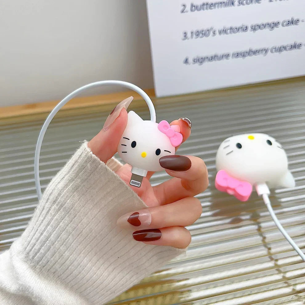 Iphone Charger Case Cover - Kitty - 4 Piece Set (With Wire Protector)