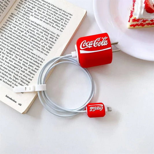 Iphone Charger Case Cover - Coca Cola - 4 Piece Set (With Wire Protector)