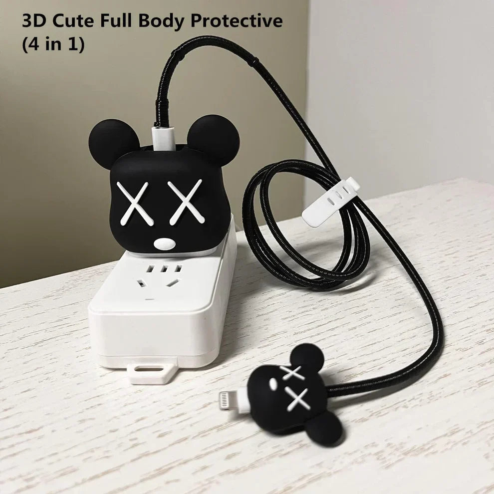Iphone Charger Case Cover - XOXO - 4 Piece Set (With Wire Protector)