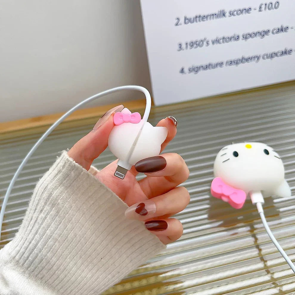 Iphone Charger Case Cover - Kitty - 4 Piece Set (With Wire Protector)