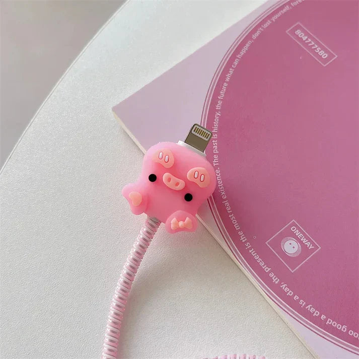 Iphone Charger Case Cover - Pink Piggy - 4 Piece Set