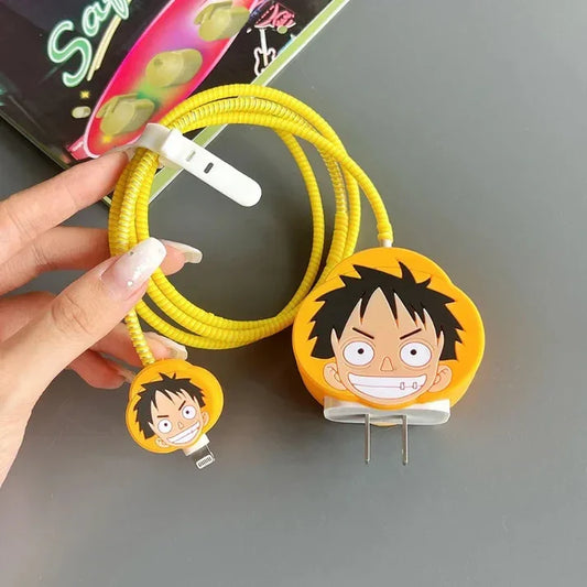Iphone Charger Case Cover - 1 Piece Luffy - 4 Piece Set (With Wire Protector)