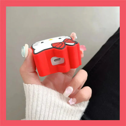 Iphone Charger Case Cover - Red Kitty - 4 Piece Set (With Wire Protector)