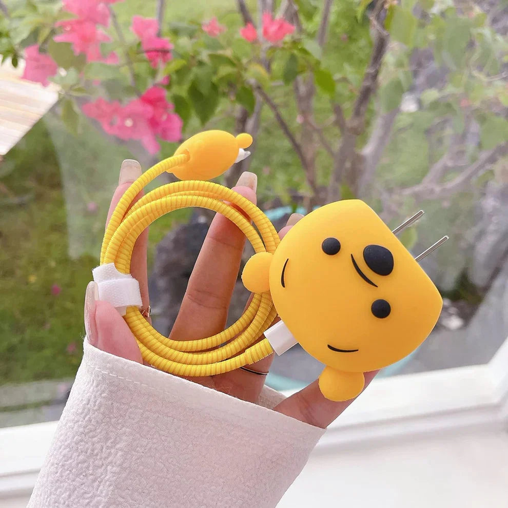 Iphone Charger Case Cover - Winnie The Pooh - 4 Piece Set (With Wire Protector)