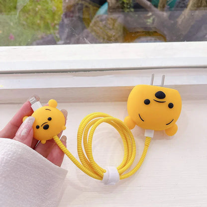 Iphone Charger Case Cover - Winnie The Pooh - 4 Piece Set (With Wire Protector)