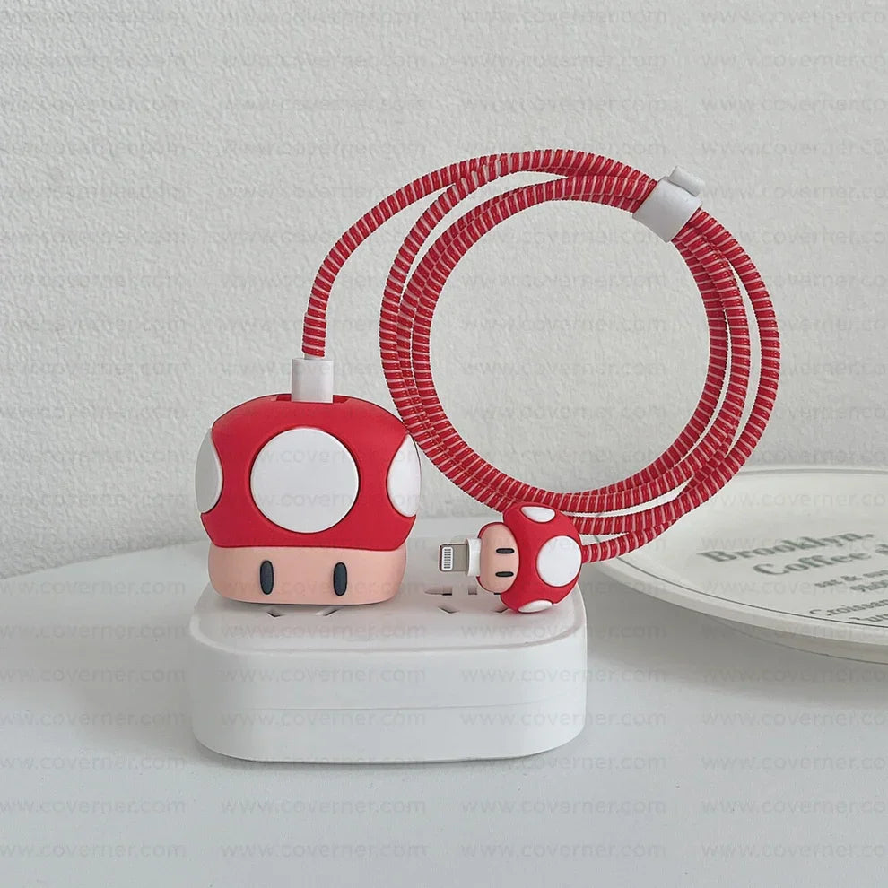 Iphone Charger Case Cover - Marioo Bros - 4 Piece Set (With Wire Protector)