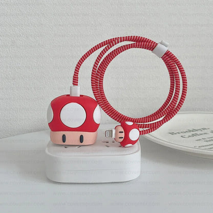 Iphone Charger Case Cover - Marioo Bros - 4 Piece Set (With Wire Protector)