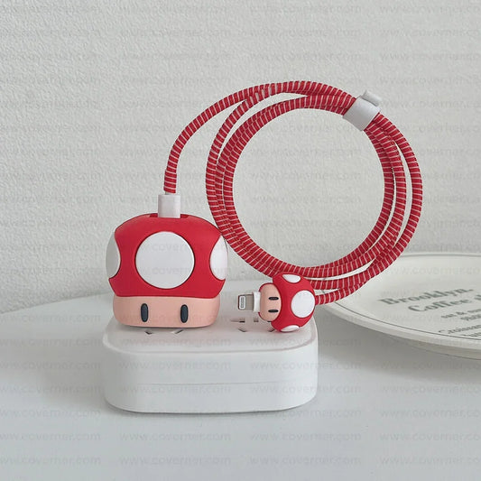 Iphone Charger Case Cover - Marioo Bros - 4 Piece Set (With Wire Protector)