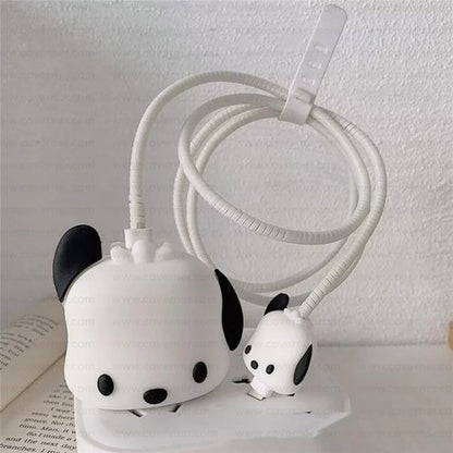 Iphone Charger Case Cover - Sweet Puppy - 4 Piece Set (With Wire Protector)