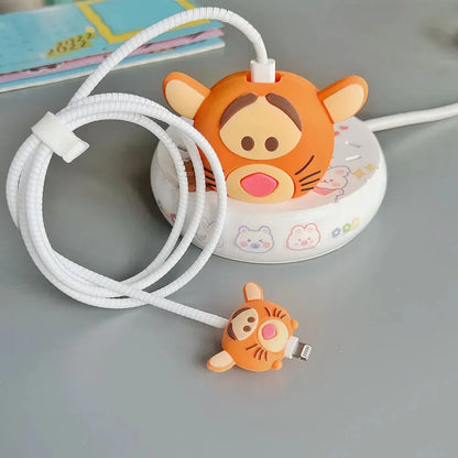 Iphone Charger Case Cover - Baby Tiger - 4 Piece Set (With Wire Protector)