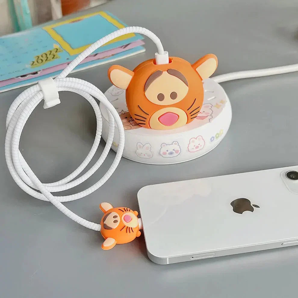 Iphone Charger Case Cover - Baby Tiger - 4 Piece Set (With Wire Protector)