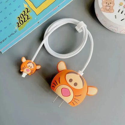Iphone Charger Case Cover - Baby Tiger - 4 Piece Set (With Wire Protector)