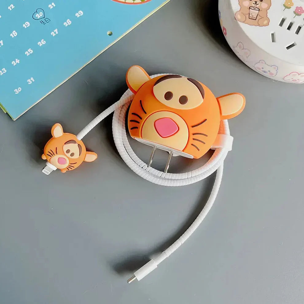 Iphone Charger Case Cover - Baby Tiger - 4 Piece Set (With Wire Protector)