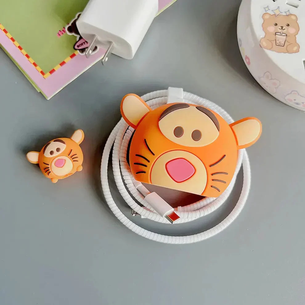 Iphone Charger Case Cover - Baby Tiger - 4 Piece Set (With Wire Protector)