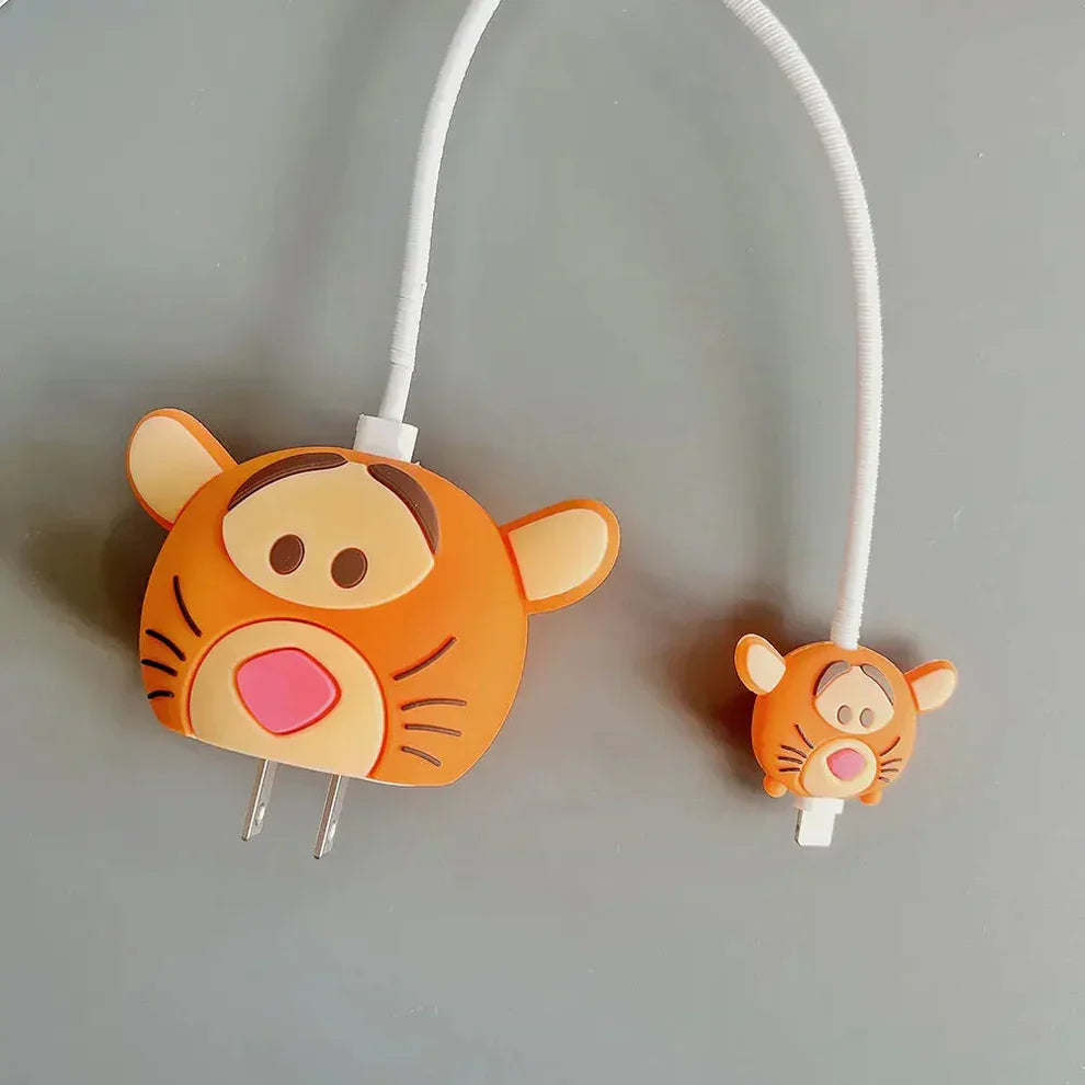 Iphone Charger Case Cover - Baby Tiger - 4 Piece Set (With Wire Protector)