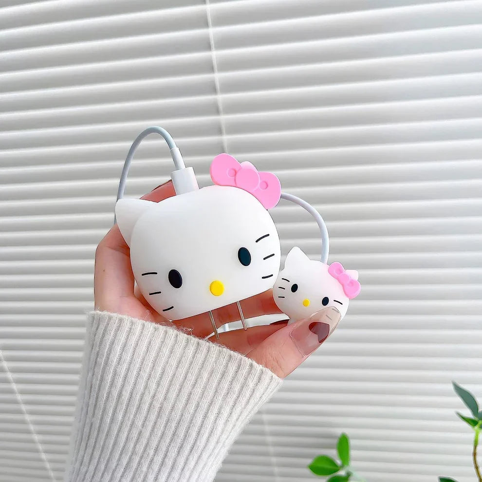 Iphone Charger Case Cover - Kitty - 4 Piece Set (With Wire Protector)