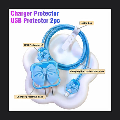 Sky Blue Bow Charger Protector