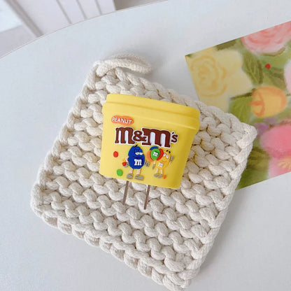 Iphone Charger Case Cover - Yellow M&Ms- 4 Piece Set (With Wire Protector)