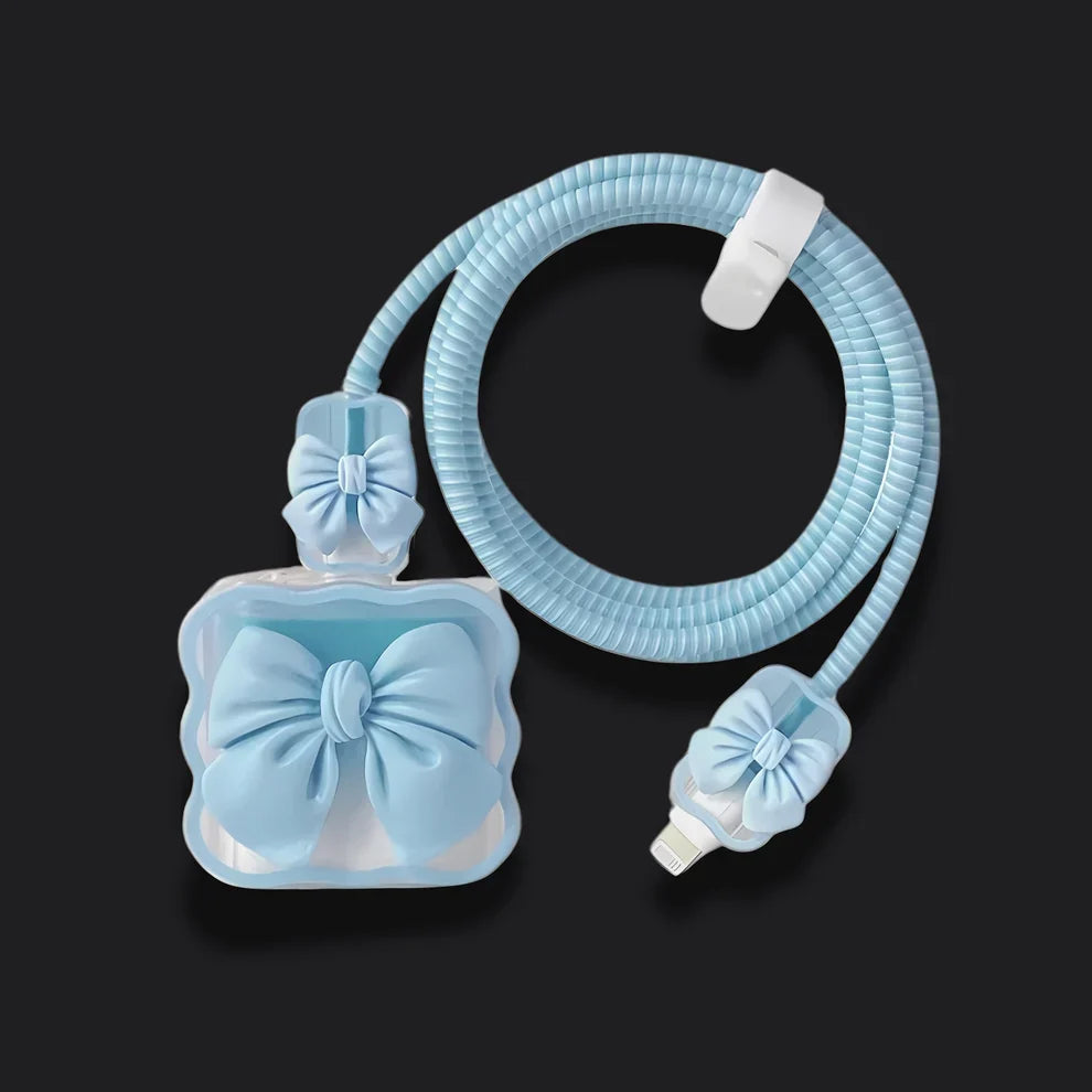 Sky Blue Bow Charger Protector